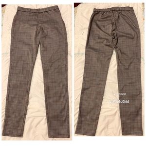 NWOT Women’s Uniqlo Casual Wear Checkered Striped Pants Brown/Black/Beige Size S